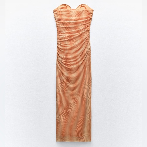 Zara Strapless Printed Tulle Dress - Picture 5 of 8